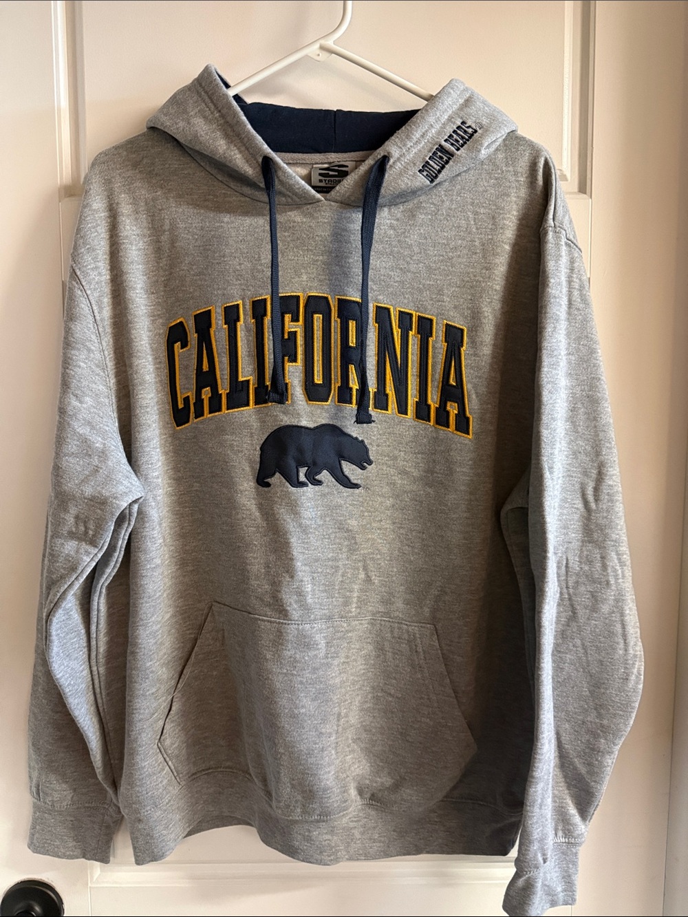 Stadium Athletics Gray Hoodie with Navy & Gold California Print